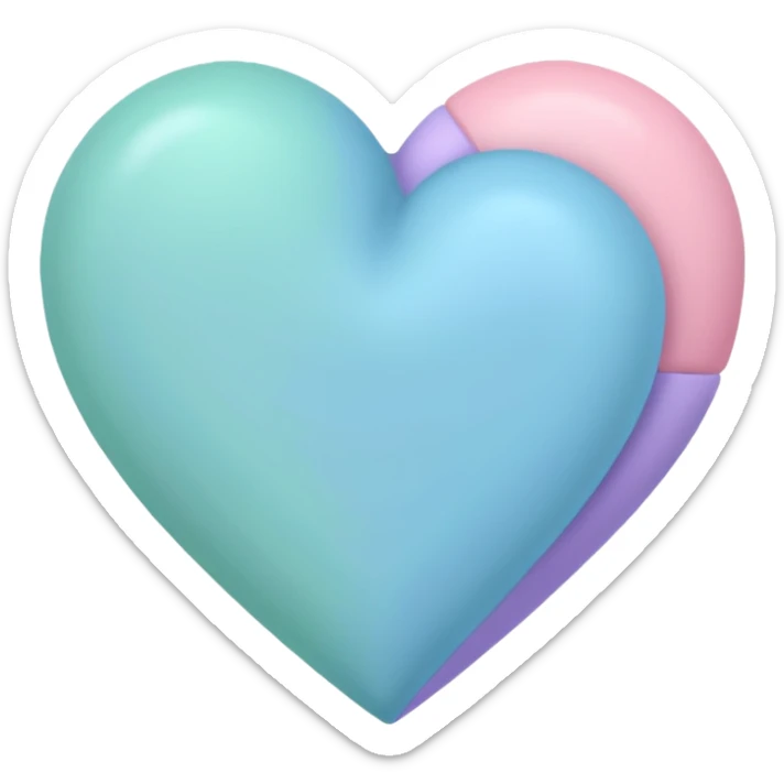 a heart with pastel blue pastel pink pastel purple and pastel green all in one heart sticker