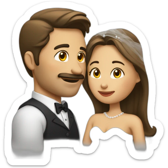 Un hombre alto y su novia bajita dándose besos sticker