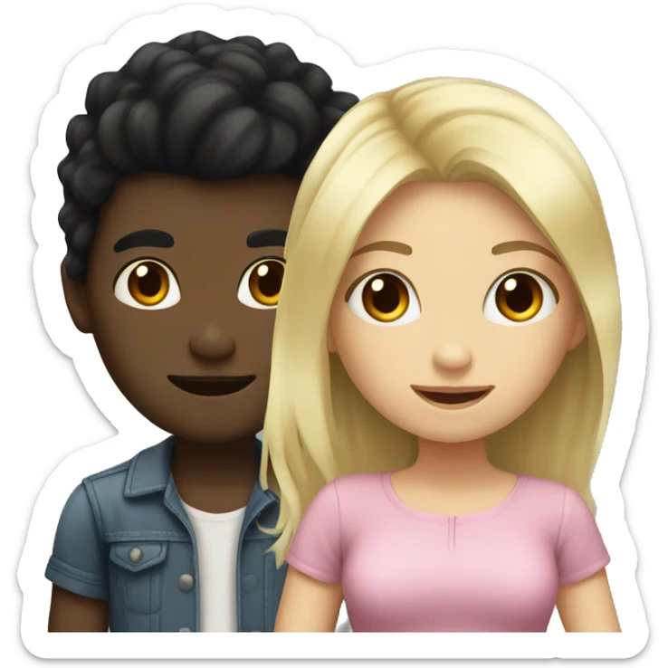 black hair boy and blonde hair girl sticker
