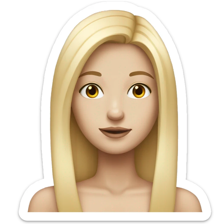 A beautiful girl with straight middle part blonde hair and white skin  sticker