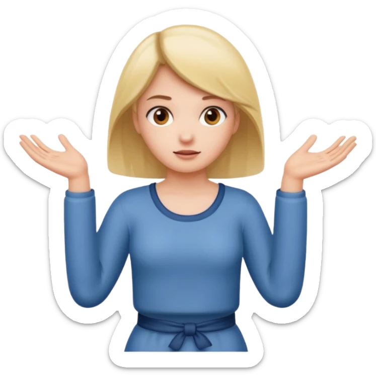 A girl shrugging his shoulders with a 6 above his left hand and a 7 above his right hand. sticker