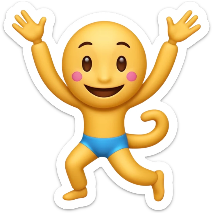 A cute 3D emoji of the English letter 'A' with cartoon arms and legs, dancing happily. Vibrant colors, expressive eyes, smiley face, high quality, white background, sticker style, glossy finish. sticker