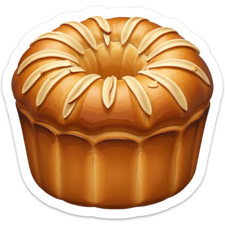 Alsacian kougelhopf with almonds on the top. The base is a bit larger than the top part sticker