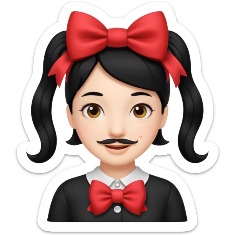 Adolf Hitler Like a girl hair with a bow  That he has black hair and a small mustache like Hitle r  sticker