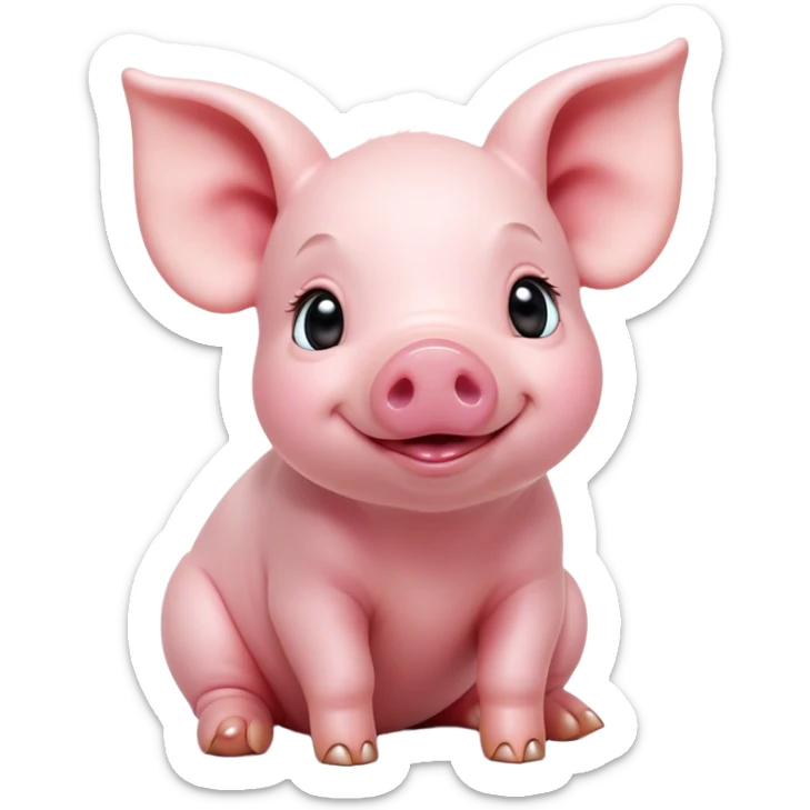 Cinematic Cute Piglet Portrait Emoji, Head tilted playfully and inquisitively, featuring a delicate rosy-pink hide with an adorably tiny snout and subtle sheen, round, sparkling beady eyes filled with boundless curiosity, Simplified yet irresistibly adorable features, highly detailed, glowing with a warm, friendly glow, high shine, affectionate and spirited, stylized with a touch of whimsical charm, bright and endearing, soft glowing outline, capturing the essence of a mischievous yet loving piglet, so playful it feels like it could nibble out of the screen and into your arms! sticker