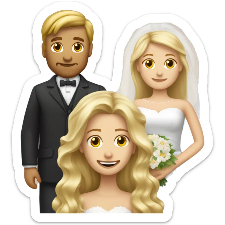 Blonde Frau lange Haare und Mann mit Anzug braune Haare und Bart heiraten sticker