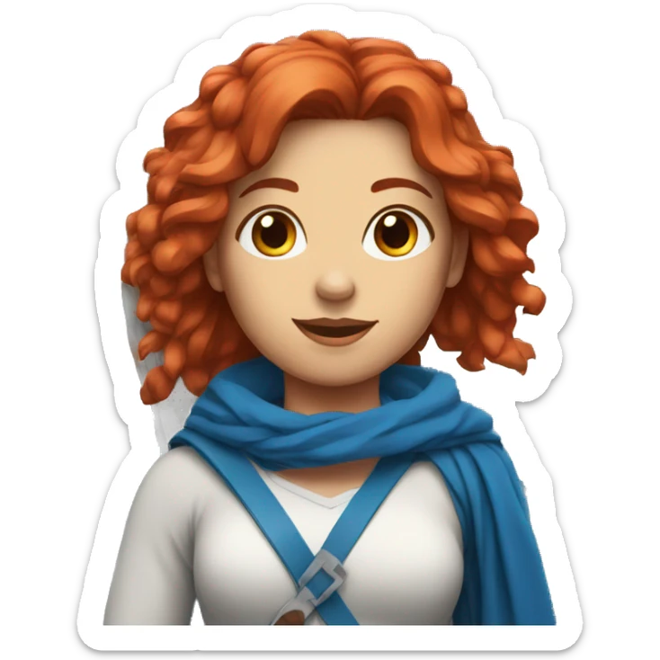 a red hair female on everest and greek flag sticker