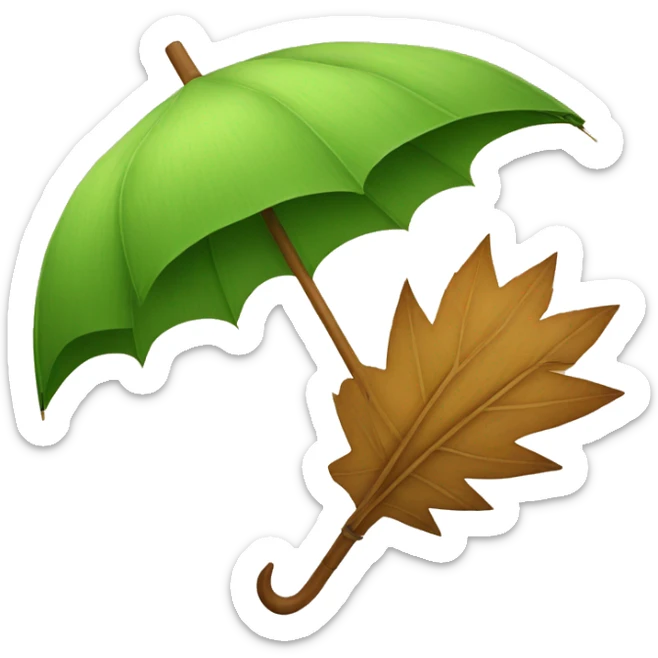 Wooden leaf umbrella sticker