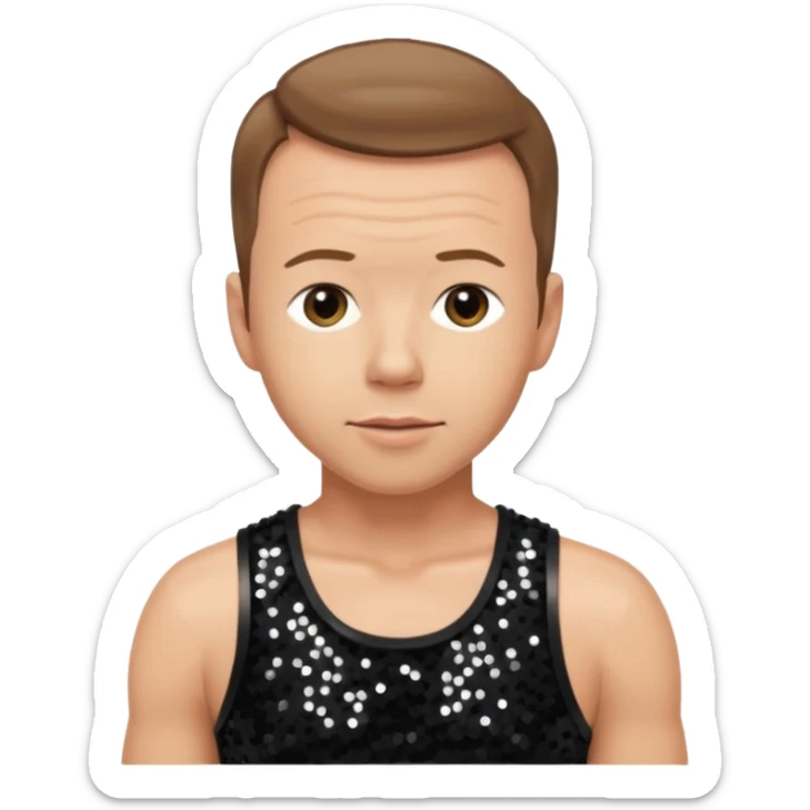 Donnie Wahlberg from NKOTB with light brown hair, black sequin crop top sticker