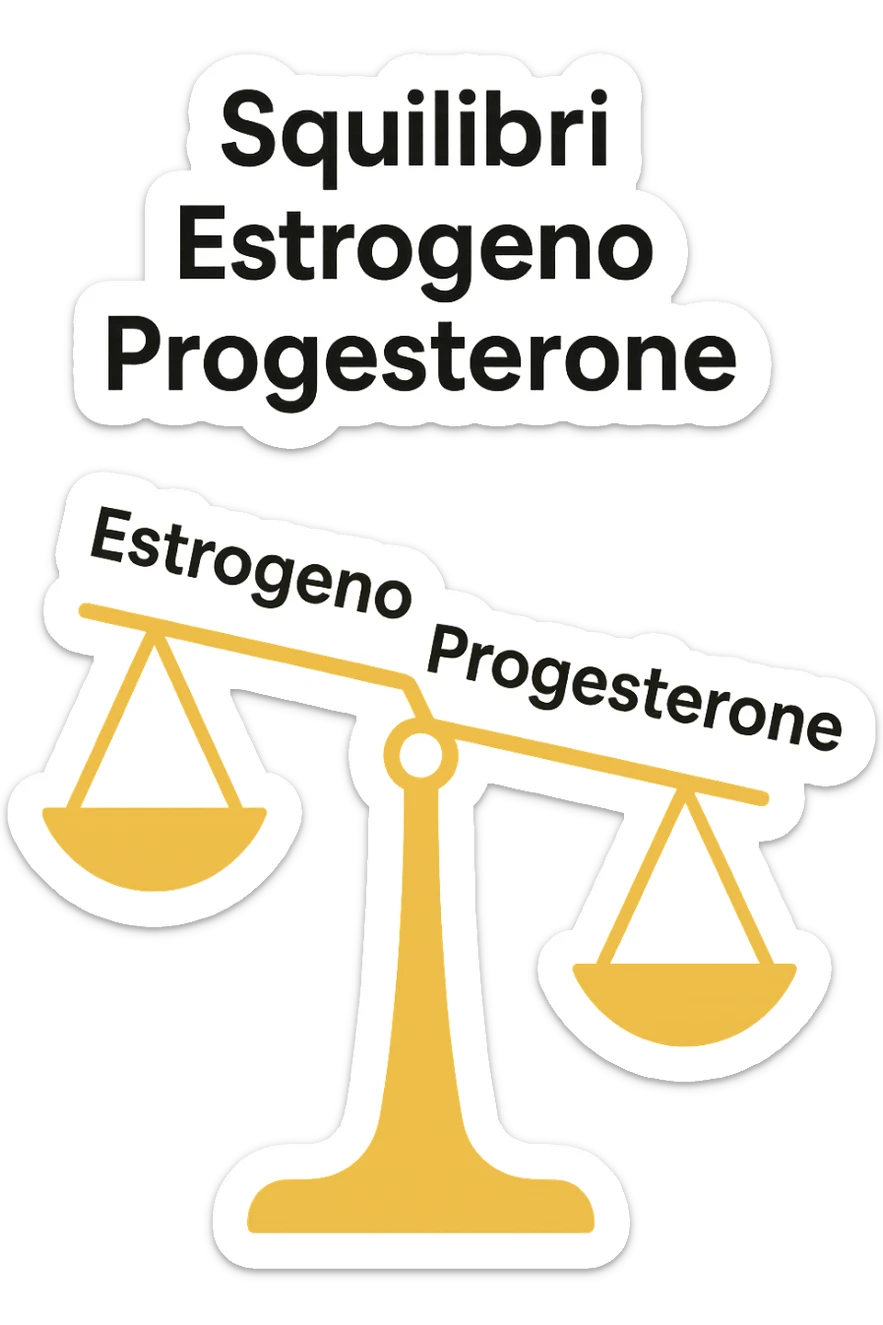 squilibri estrogeno progesterone in italiano senza sfondo con una bilancia sticker