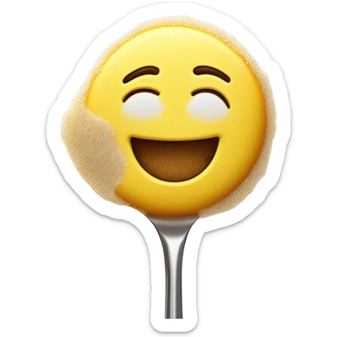 smiley face with sugar all over his nose and a spoon full of sugar in front of him sticker