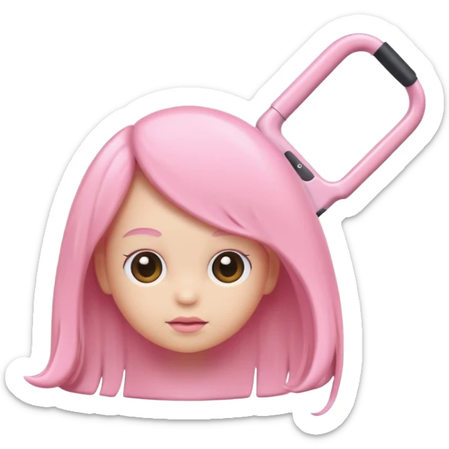 A baby pink color with hair iron in iOS emoji style, 3D icon, plastic texture, soft reflection, minimalist design. sticker