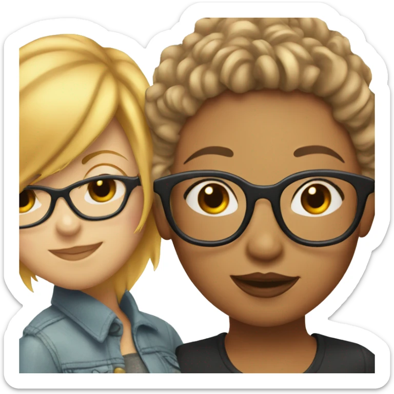 Lesbian kiss with girl who has blonde hair and glasses and a girl with short red hair  sticker