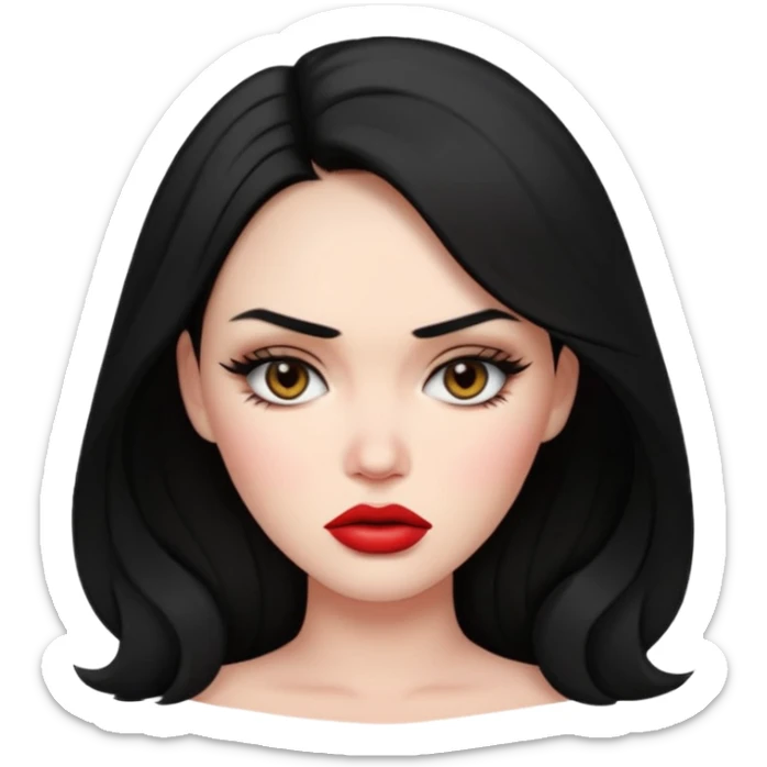 “Emoji girl, femme fatale, black hair. megan fox vibes sticker