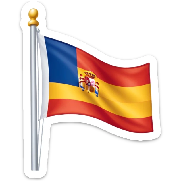 flag with À in the center, half Spain flag colors, half France flag colors sticker