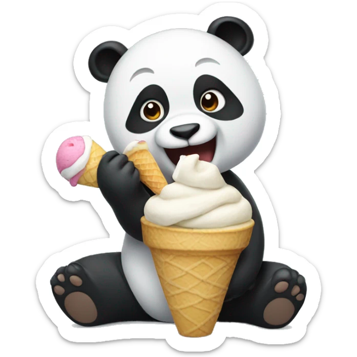 Panda eating ice cream sticker