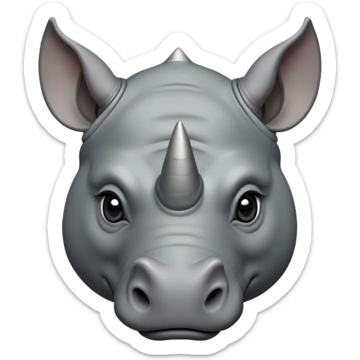 cinematic-noble-rhinoceros-portrait-emoji,-poised,-with-a-massive,-powerful-build-and-a-thick,-hide-of-slate-gray,-deep-set-soulful-piercing-eyes,-simplified-yet-sharp-and-sophisticated-features,-highly-detailed, with large black eyes sticker