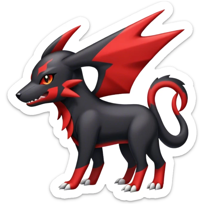 Cute cool black red animal Gabite-Sharpedo-Houndoom-hybrid Fakemon full body sticker