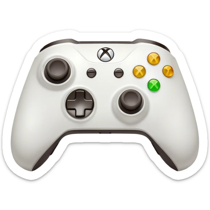 Clash of Clans aesthetic: Cinematic Playful Xbox Wireless Controller Portrait Emoji, rendered in a 3D vector-style similar to standard emojis with minimal shading and bold, simplified shapes. A compact, distinct form with signature details, softly glowing with a modern gaming energy charm. Simplified yet unmistakably iconic, highly detailed and consistent, glowing with a soft radiance and high shine. Stylized with a touch of next-gen innovation and a soft glowing outline, capturing the essence of a beloved gaming relic with a friendly, playful manner! sticker