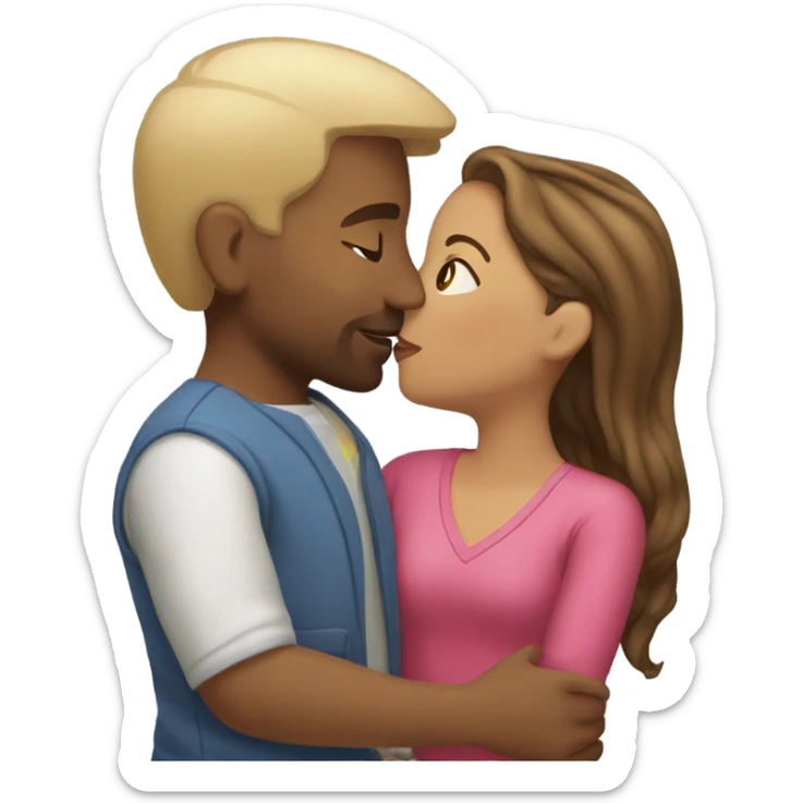 Puerto rican beard short brown hair and blond long hair girl kissing  sticker