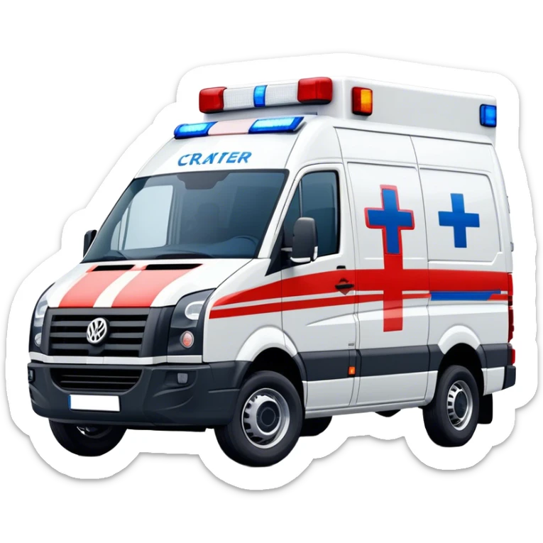 Volkswagen crafter 2013 years ambulance with blue light and red stripes and crosses on the sides sticker