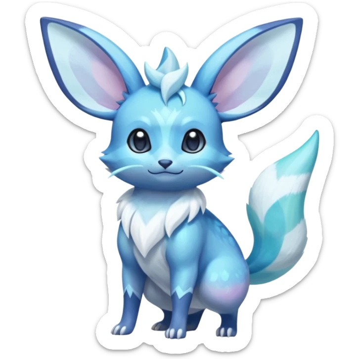 Shiny Pastel Colorful Iridescent Exotic Minccino-Aurorus-Glaceon-Fakémon-hybrid-creature (full body)  sticker