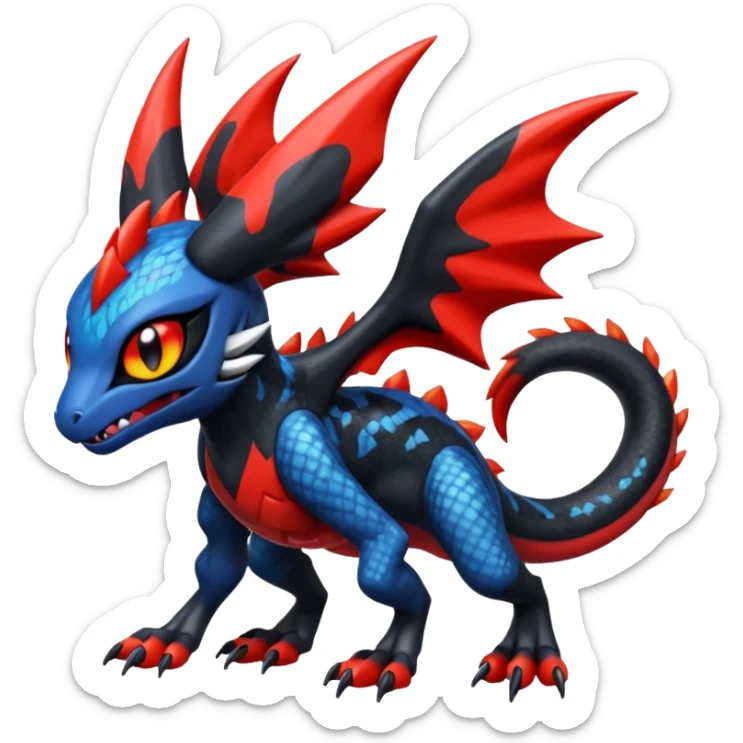 Colorful Cool Badass  Meloetta-Litten-Salandit-Guilmon-Darkrai-Pokémon-Fakémon-fusion-hybrid-creature sticker