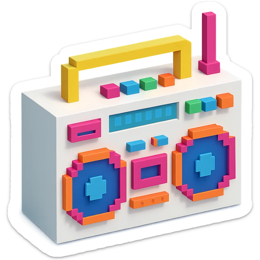 white boombox sticker