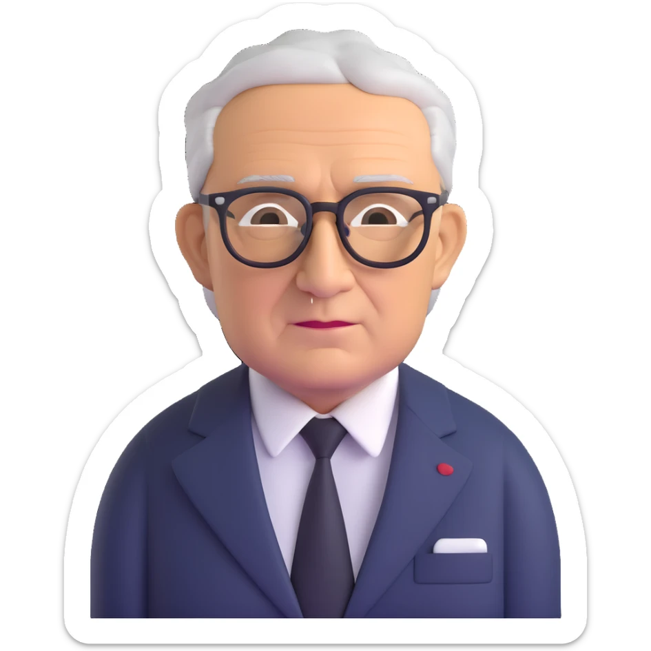 portrait of Henry Kissinger with glasses and suit sticker