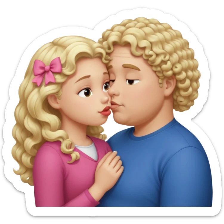 small white blonde girl kissing obese curly hair blonde white man sticker