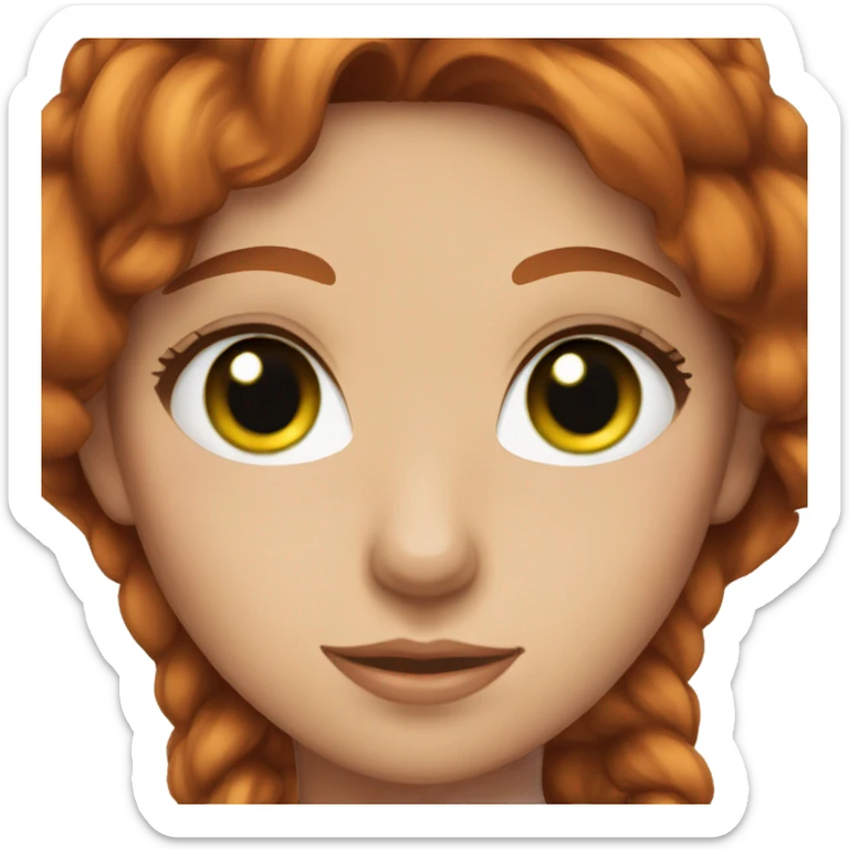 Girl with red hair and brown eyes holding a black cat with green eyes  sticker