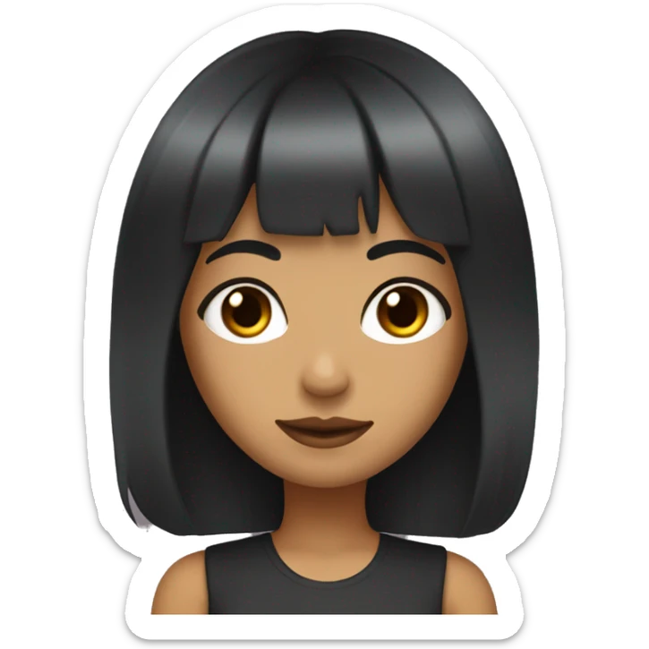 Girl with black hair and olive skin with piercings and dark brown eyes and bangs  sticker