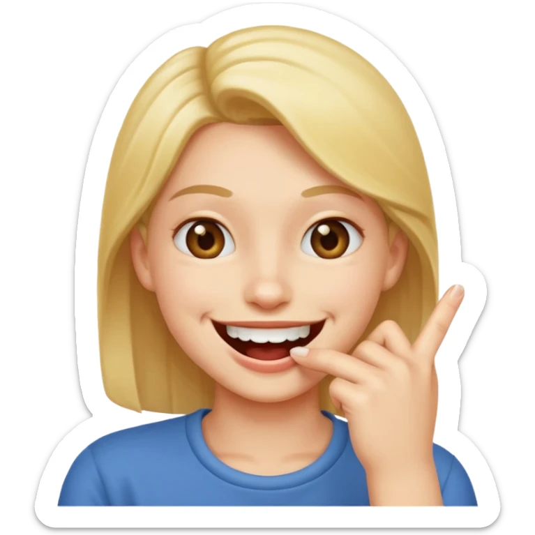 Un bonhomme qui mord son doigt en souriant sticker