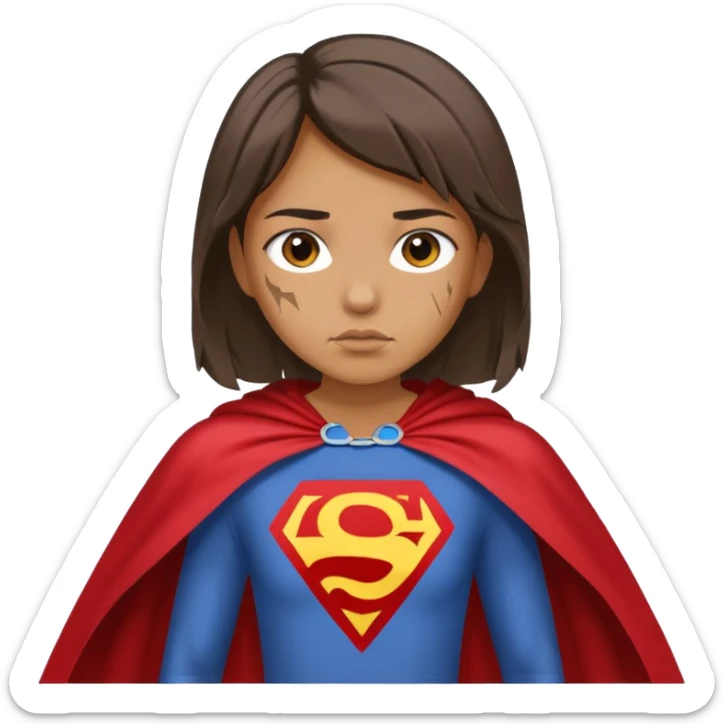 generate me a fearless girl with a cape and make it look like she torn a shirt with the word Discrimination sticker