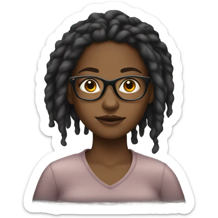 black girl teenager with locs and glasses sticker