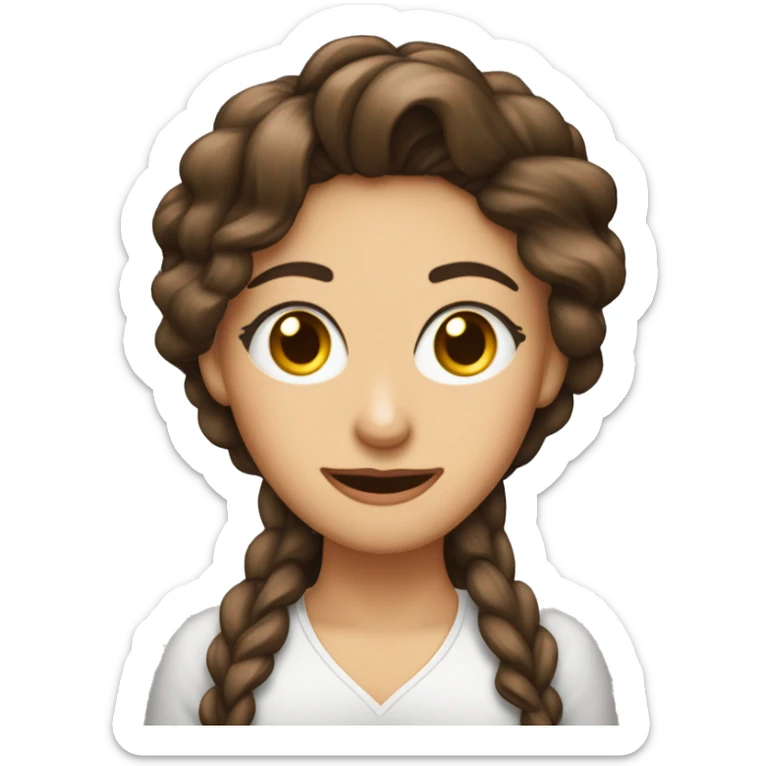 Quiero un emoji de una mujer trigueña de ojos cafés y crespa con rayitos rubios y cabello largo  sticker
