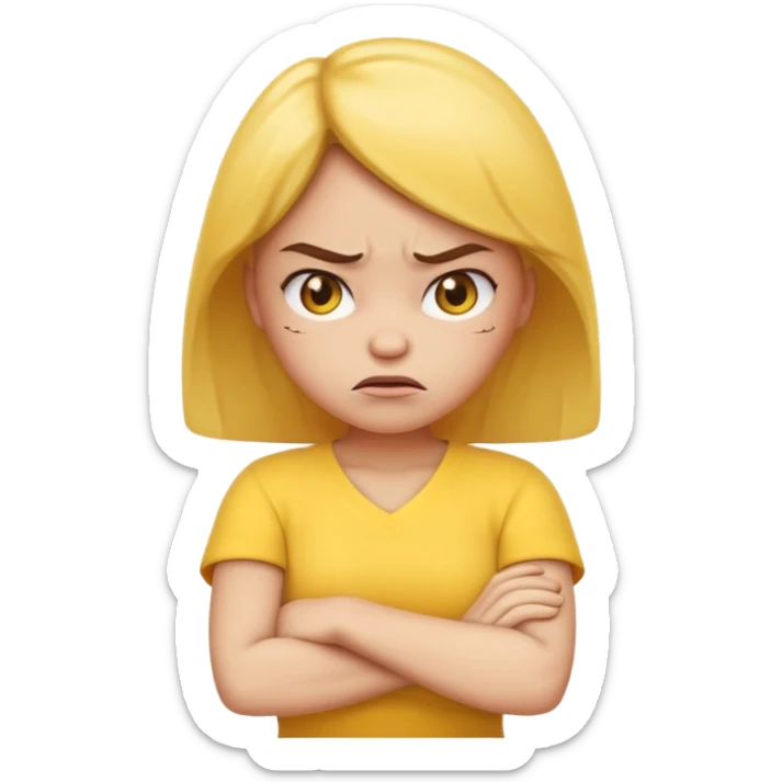 angry face girl emoji with arms crossed over each other in front emoji sticker