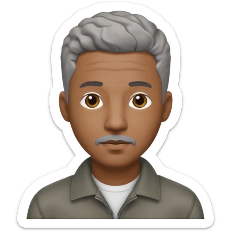 A cool debinaire black man with a very short wavy gray haired crew cut and a very short trimmed goatee. sticker