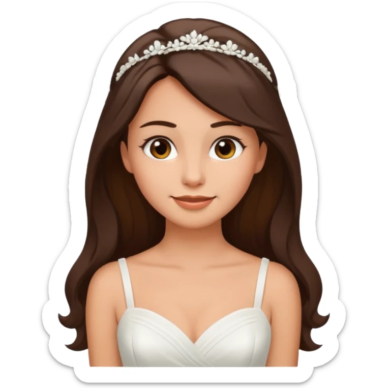 White tanned skin bride with dark hazel hair with a chin on her face sticker