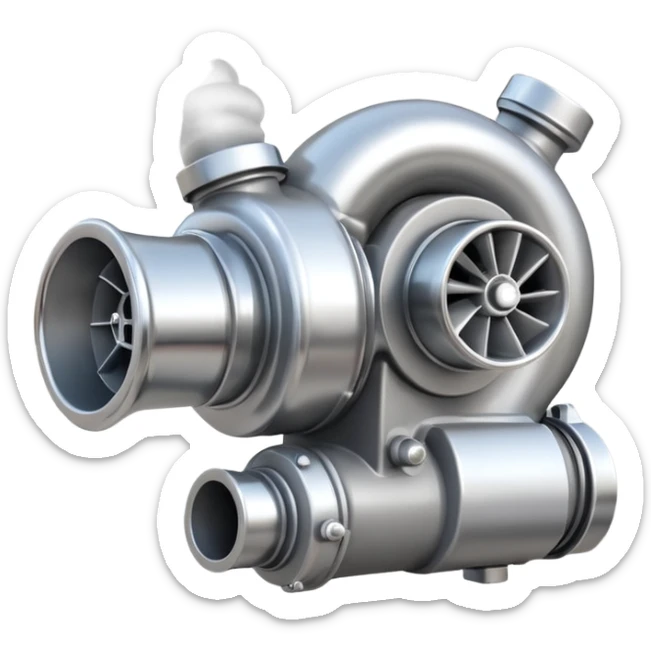 Emoji of a turbocharger blowing boost with cartoon smoke puffs sticker
