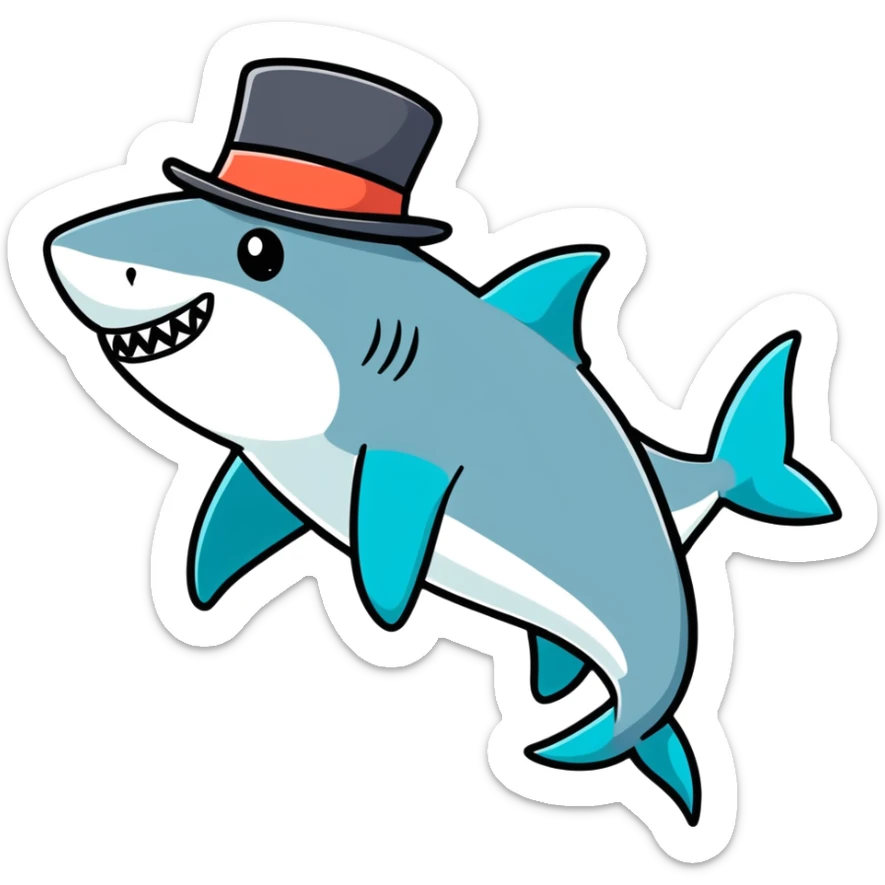 Shark with a top hat sticker