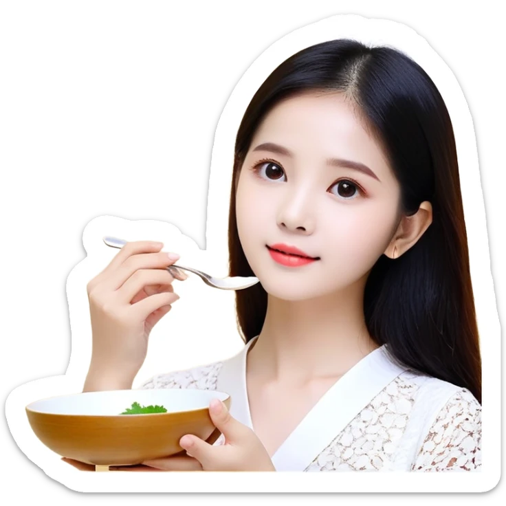 bé gái 1 tuổi, da trắng, tóc ngắn, buộc tóc 2 bên trên đỉnh đầu, miệng ngậm núm vú giả, áo hồng sticker