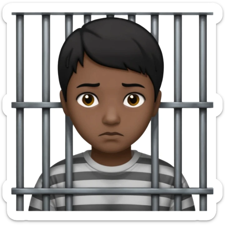 persona trileña de pelo corto negro tras las rejas de una carcel sticker