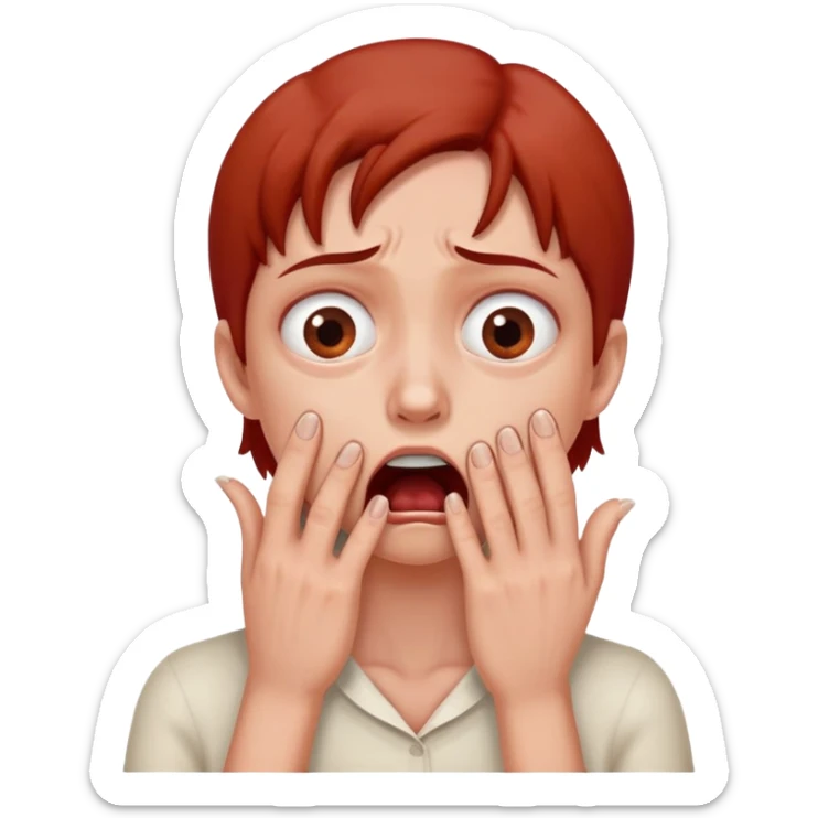 His fingers dug into his throat, nails pressing against his skin as his breaths turned shallow. His face reddened, eyes wide with desperation, a strangled gasp escaping before his grip tightened further sticker