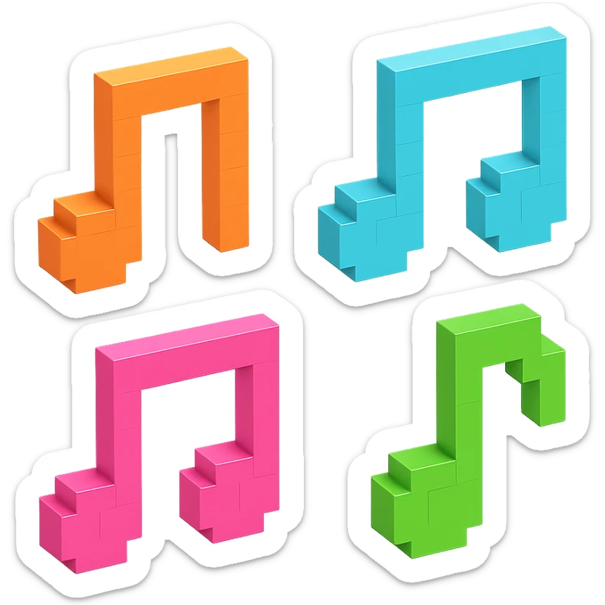 simple and clear voxel-style musical notes sticker