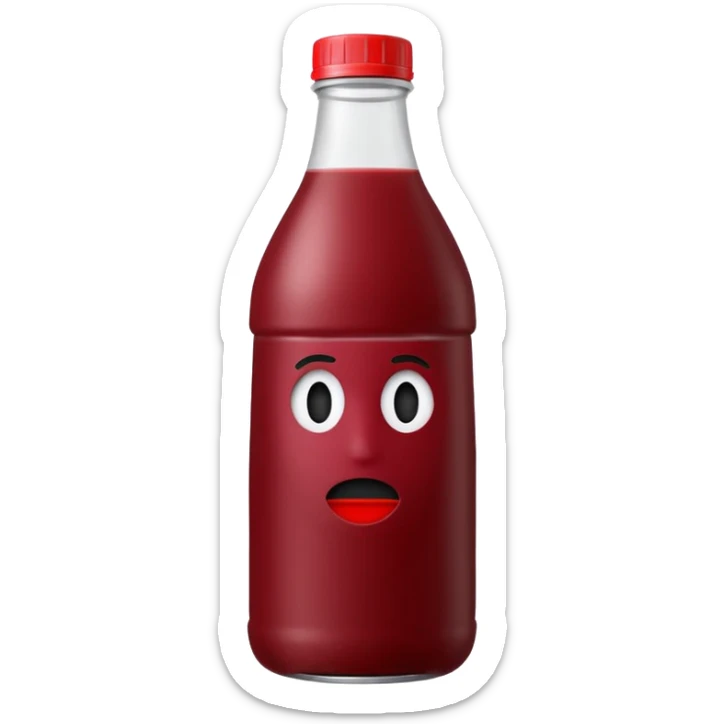 sobolo emoji (Ghanaian frink) in a plastic bottle and make the juice dark red  no face write sobolo on it sticker