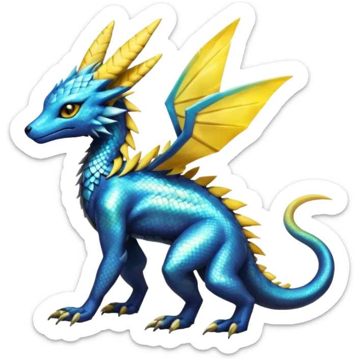 Shiny Iridescent Helioptile-Salandit-Jolteon-Fakémon-hybrid-creature (full body)  sticker