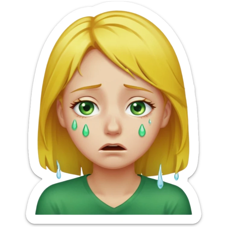 the girl is that criying she has green eyes and yellow hair sticker