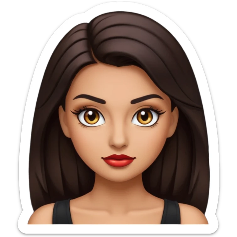 baddie emoji with confident smirk, long lashes, glossy makeup, hand on face, fierce vibe


 sticker