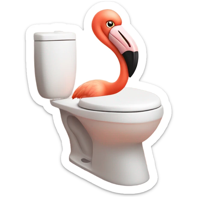 Disgusted Flamingo That’s The color Coral And he’s sitting on the toilet sticker